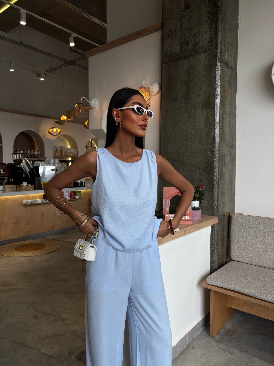Sleeveless Suit - Blouse and Pants Set - BossyMs