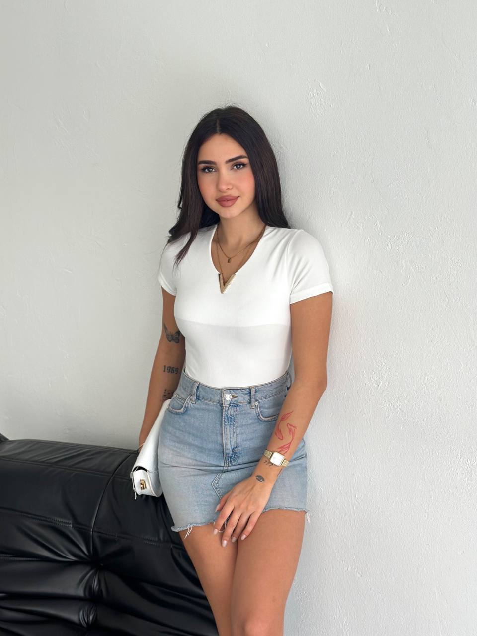 Half Sleeve V-Cut Blouse - Accessorized - BossyMs