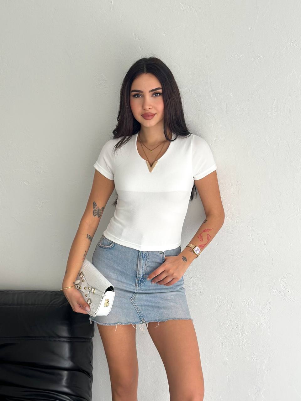 Half Sleeve V-Cut Blouse - Accessorized - BossyMs