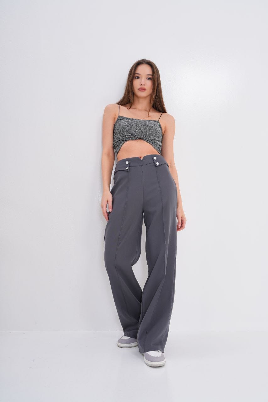 Wide Leg Marlow Buttoned Detail Pants - BossyMs