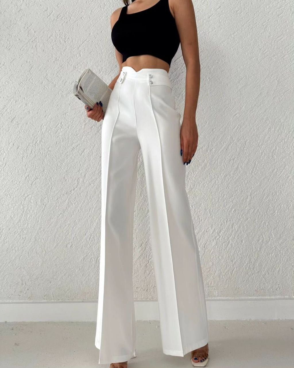 Wide Leg Marlow Buttoned Detail Pants - BossyMs