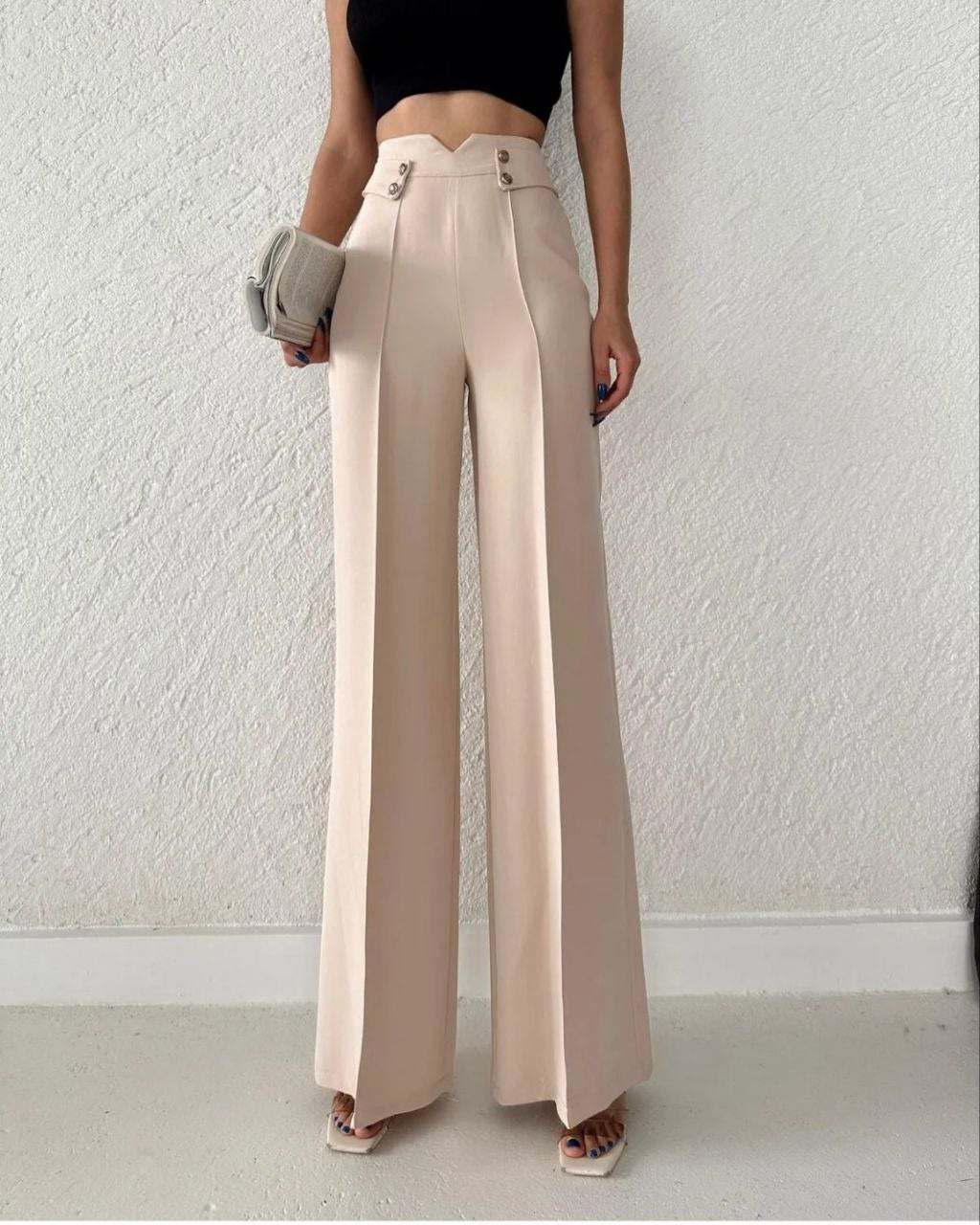 Wide Leg Marlow Buttoned Detail Pants - BossyMs
