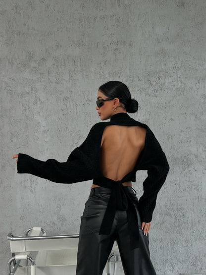 Backless Low-cut Knitwear Sweater