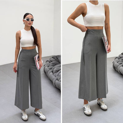 Side-Tie Wide Leg Pants
