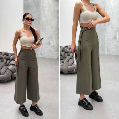 Side-Tie Wide Leg Pants