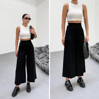 Side-Tie Wide Leg Pants