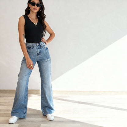 High-Waist Flared Jeans
