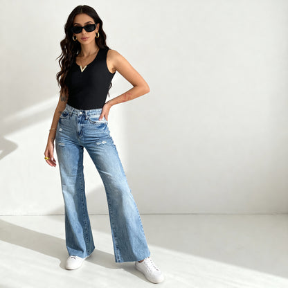 High-Waist Flared Jeans