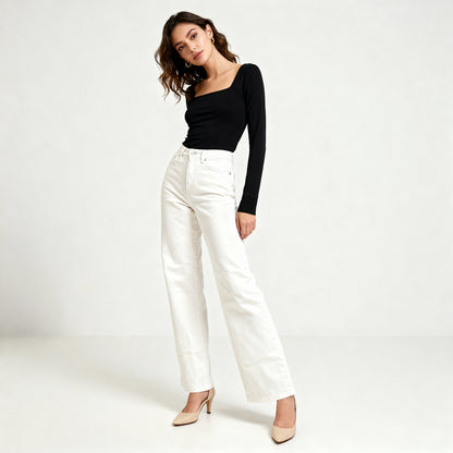 High-Waist Straight Jeans