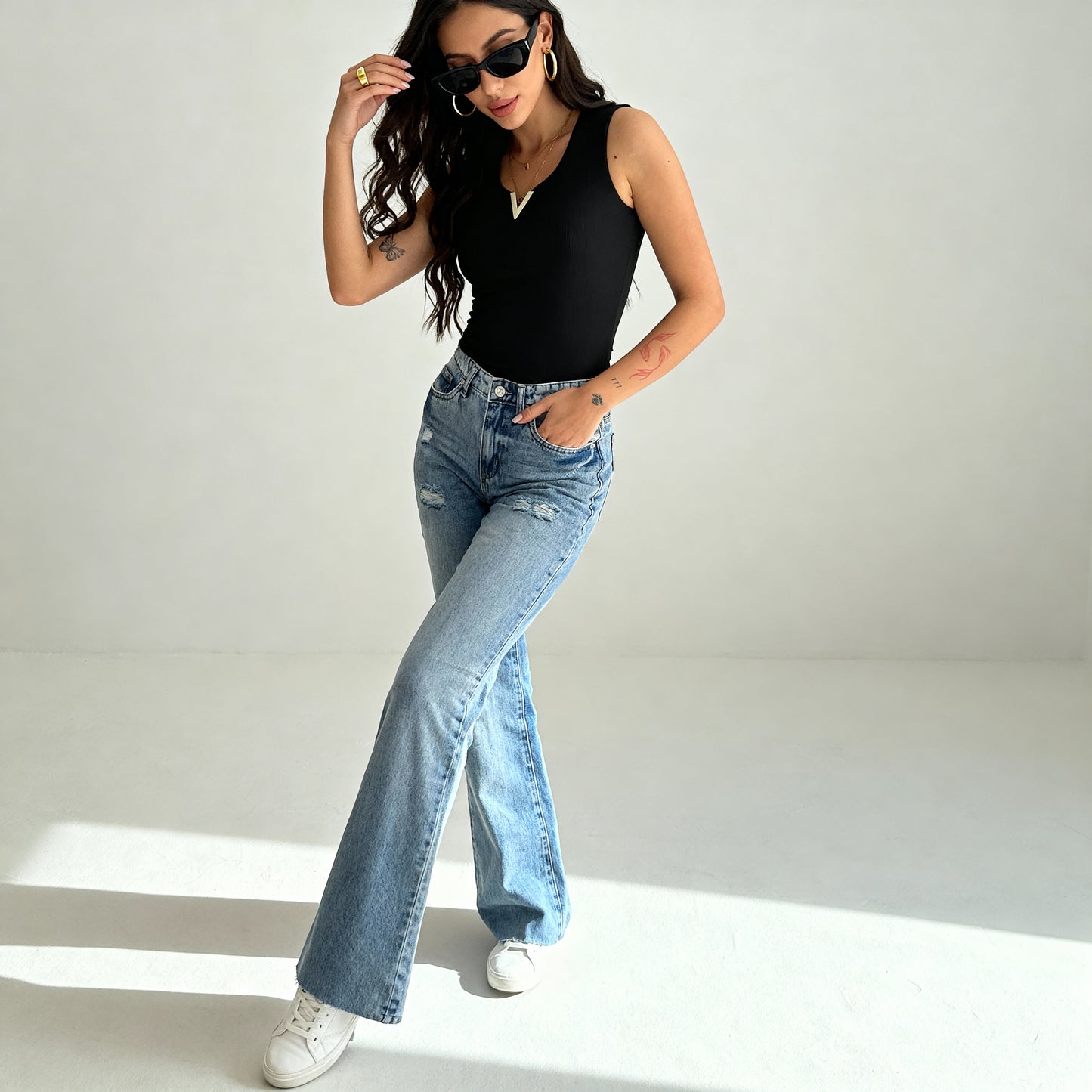 High-Waist Flared Jeans