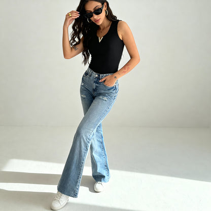 High-Waist Flared Jeans