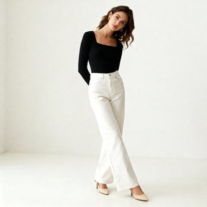 High-Waist Straight Jeans