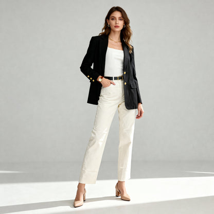 Loose fit gabardine blazer