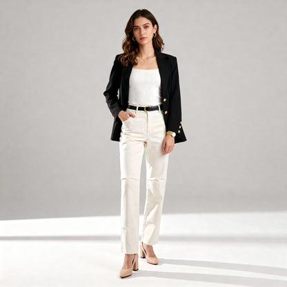 Loose fit gabardine blazer