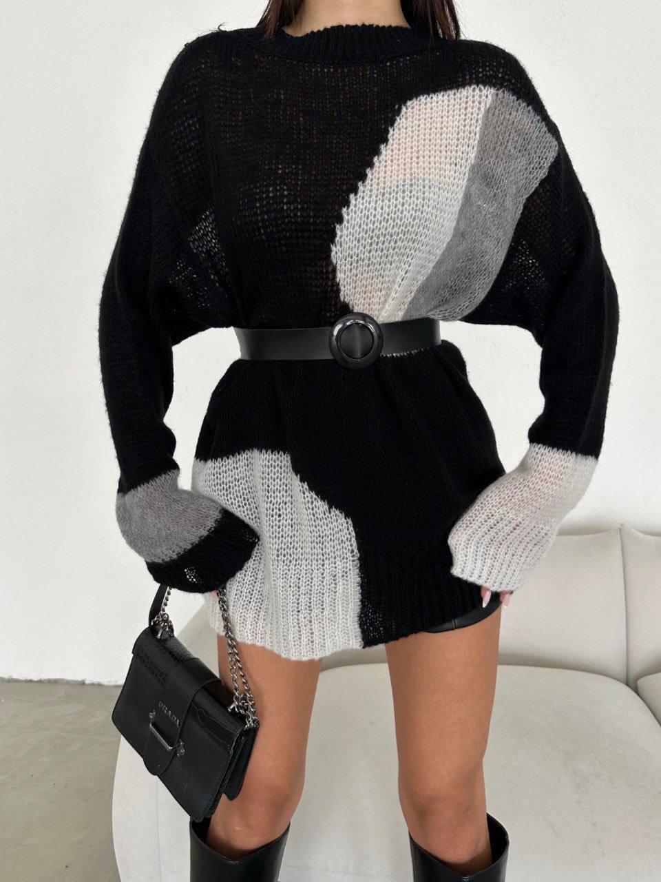 Blocked Knitwear Sweater - Black - BossyMs