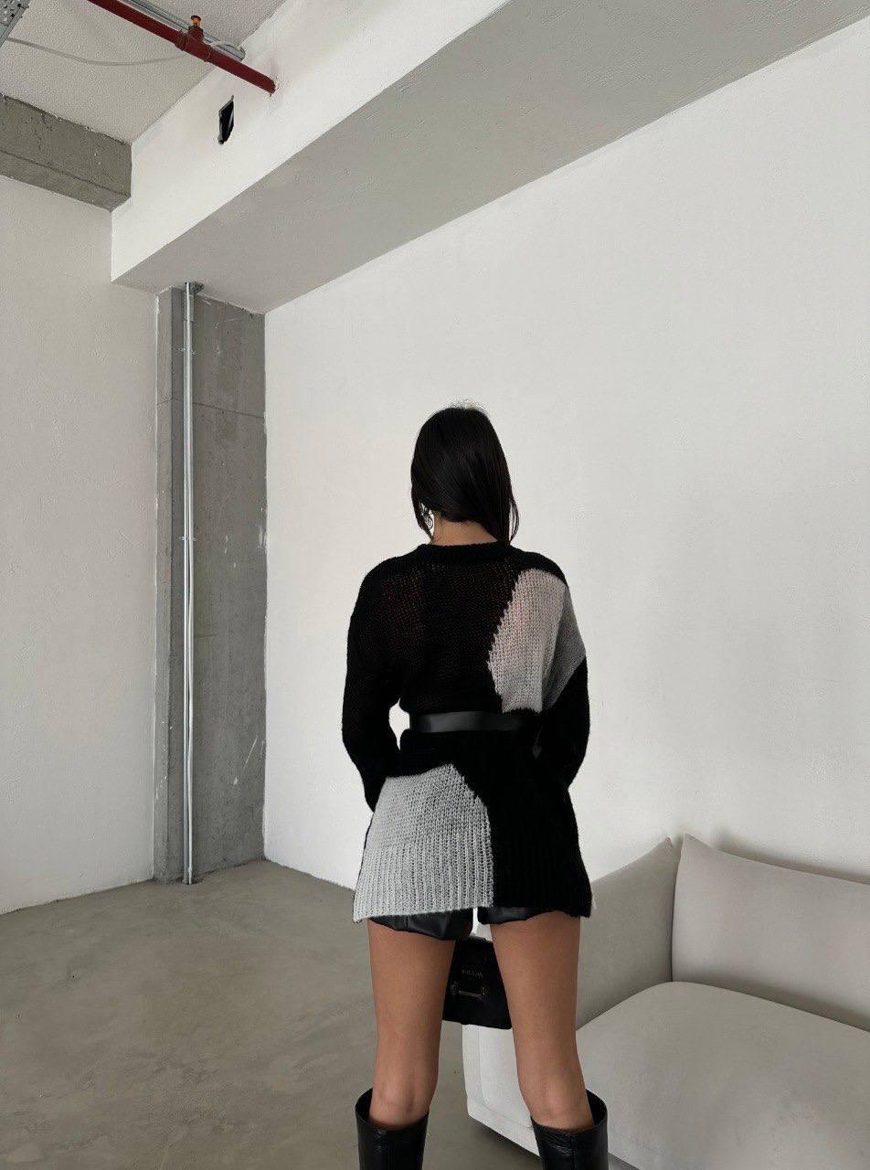 Blocked Knitwear Sweater - Black - Back -  BossyMs