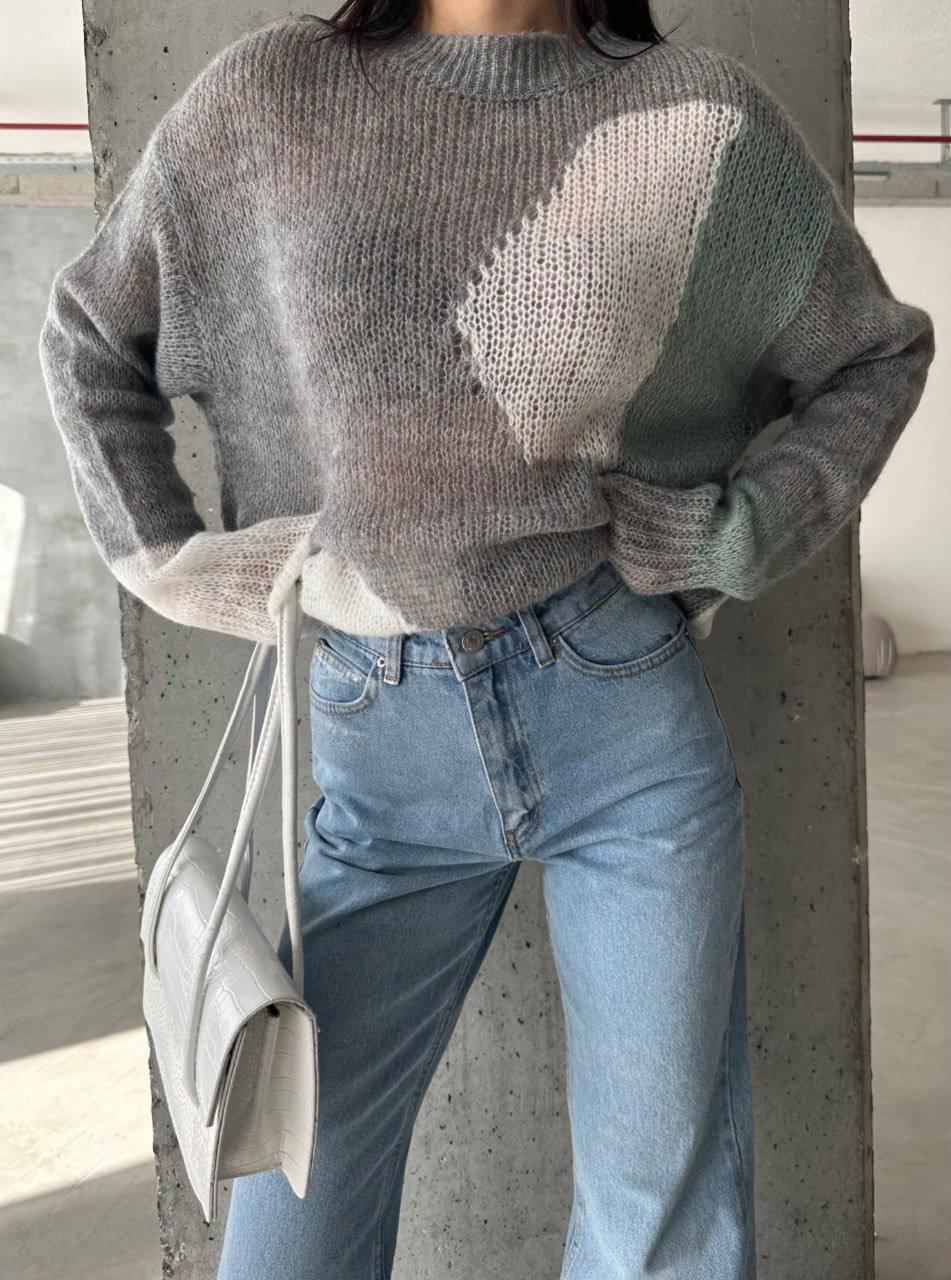 Blocked Knitwear Sweater - Grey - BossyMs