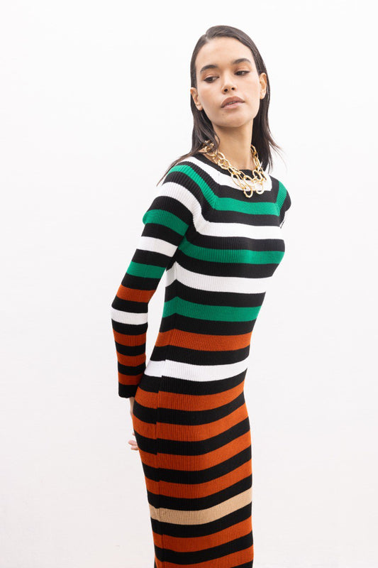 Multi Color Knit Dress - bossyms - 1