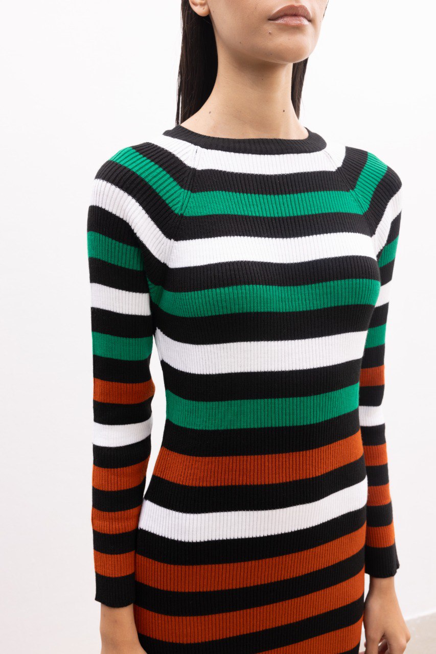 Multi Color Knit Dress - bossyms - 2