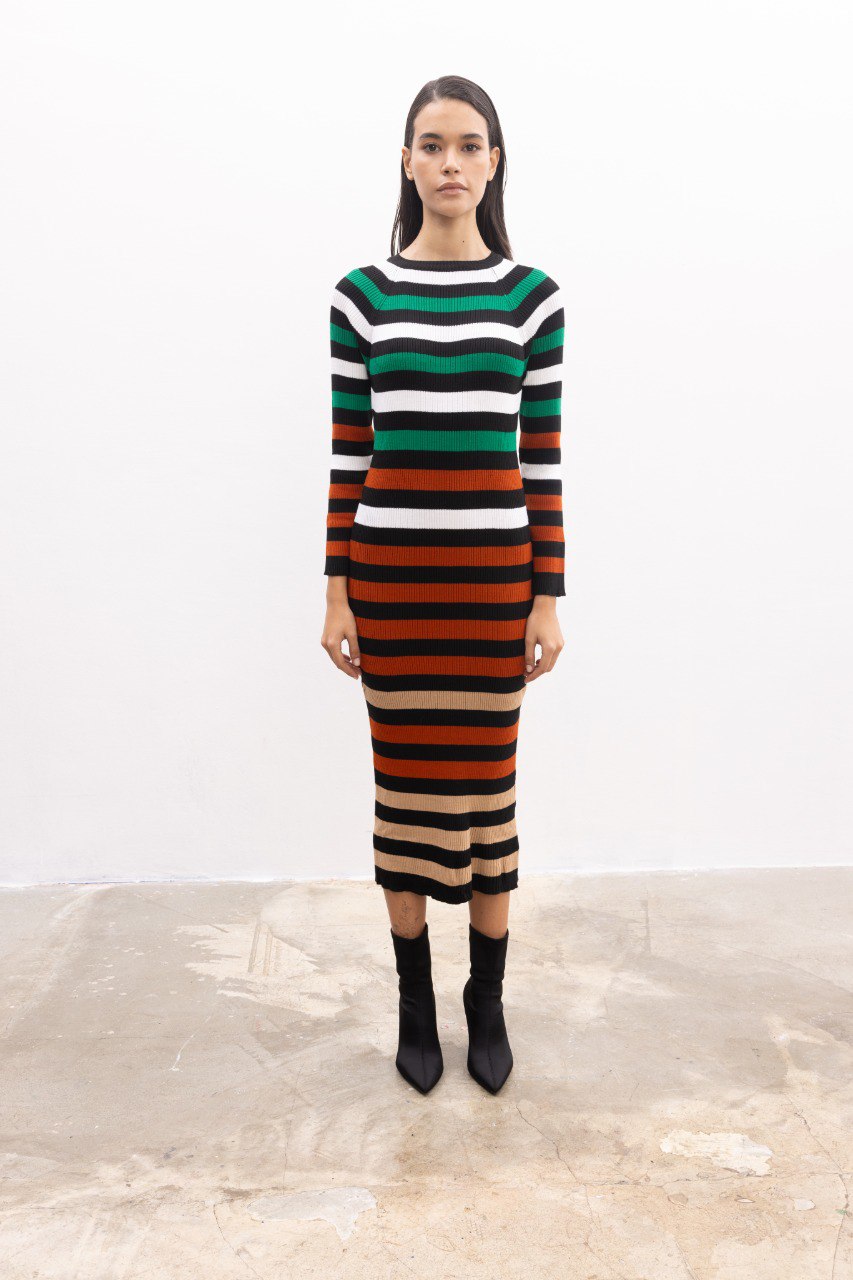 Multi Color Knit Dress - bossyms - 3
