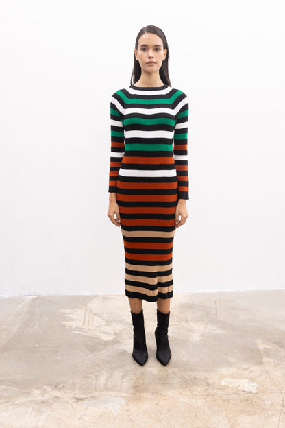 Multi Color Knit Dress - bossyms - 3